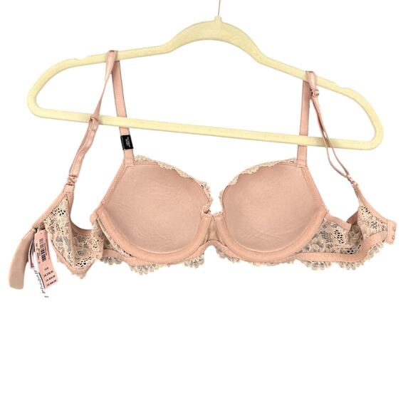 Victorias Secret Dream Angels Beige Lined Demi Lace Underwire Bra 32B - Picture 3 of 6